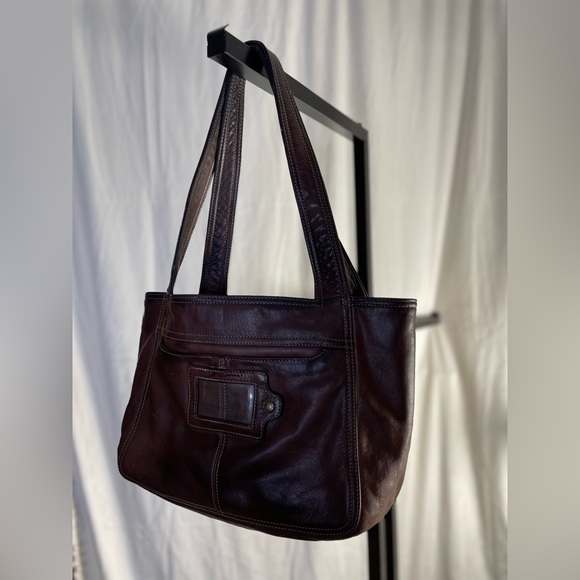 Vintage Fossil Dark Brown Leather Shoulder Bag - Picture 1 of 4